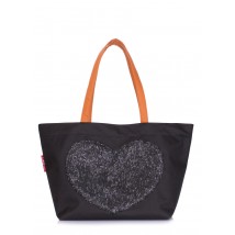 Жіноча текстильна сумка з глітером POOLPARTY Lovetote чорна