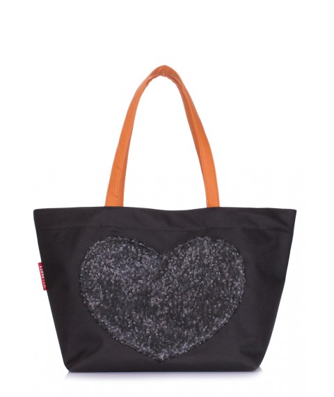 Женская текстильная сумка с глиттером POOLPARTY Lovetote черная