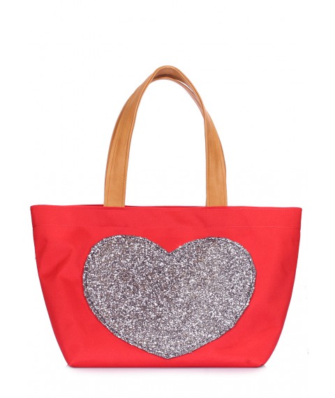 Жіноча текстильна сумка з глітером POOLPARTY Lovetote червона