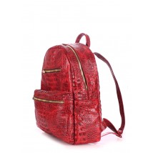 Рюкзак женский кожаный POOLPARTY Mini красный с тиснением под крокодила