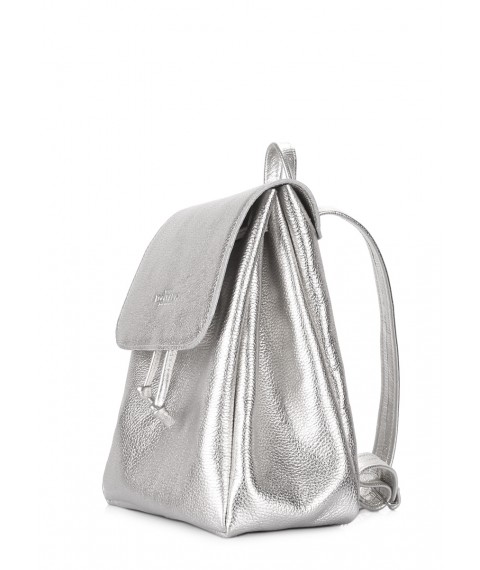 Paris Silver Drawstring Leather Backpack