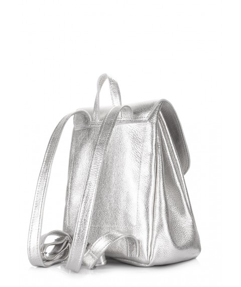 Paris Silver Drawstring Leather Backpack