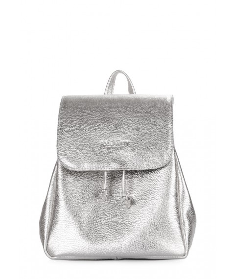 Paris Silver Drawstring Leather Backpack