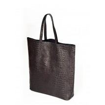 Жіноча шкіряна сумка з тисненням під крокодила POOLPARTY City чорна