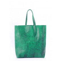 Жіноча шкіряна сумка з тисненням під крокодила POOLPARTY City зелена