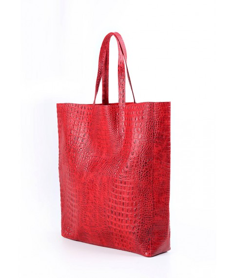 Жіноча шкіряна сумка з тисненням під крокодила POOLPARTY City червона