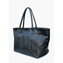 Жіноча шкіряна сумка з тисненням під крокодила POOLPARTY Desire черная