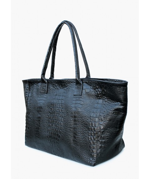Жіноча шкіряна сумка з тисненням під крокодила POOLPARTY Desire черная