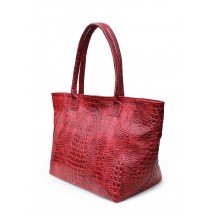 Женская кожаная сумка с тиснением под крокодила POOLPARTY Desire красная