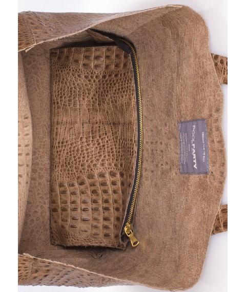 Жіноча шкіряна сумка з тисненням під крокодила POOLPARTY Fiore бежева