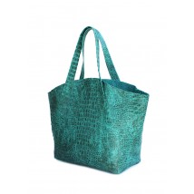 Жіноча шкіряна сумка з тисненням під крокодила POOLPARTY Fiore зелена