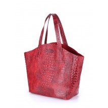 Жіноча шкіряна сумка з тисненням під крокодила POOLPARTY Fiore червона
