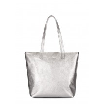 Женская кожаная сумка POOLPARTY Secret серебряная