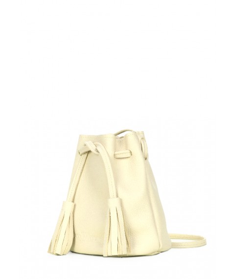 Yellow Leather Bucket Drawstring Bag