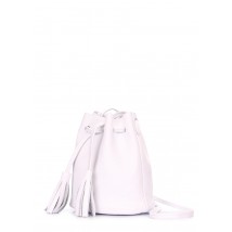 Bucket White Leather Drawstring Pouch