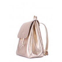 Paris Gold Leather Drawstring Backpack