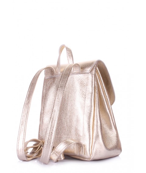 Paris Gold Leather Drawstring Backpack