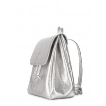 Paris Silver Leather Drawstring Backpack