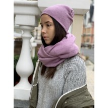 Snood collar women's warm woolen winter scarf lilac