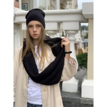 Snood collar women's warm winter woolen scarf black