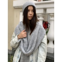 Snood collar female winter knitted woolen warm gray