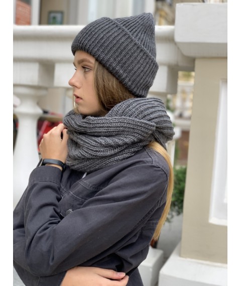 Snood collar female winter knitted woolen warm graphite