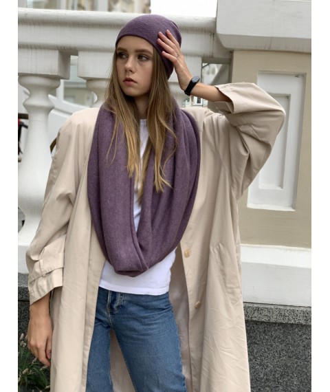 Snood collar women's warm winter wool scarf lavender