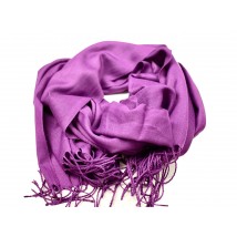Женский демисезонный шарф с бахромой фиолетовый