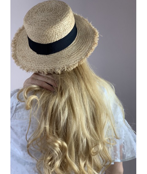 Шляпа соломенная женская с маленьким полем стильная натуральная RH-015