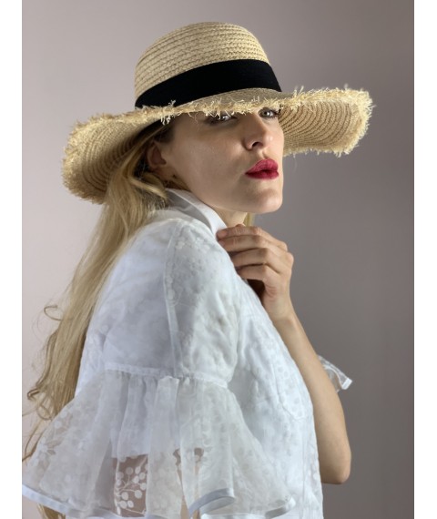 Шляпа соломенная женская с широким полем стильная натуральная
