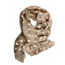 Женский бежевый шарф с дырочкой из хлопка