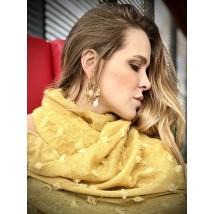 Желтый летний шарф из хлопка женский