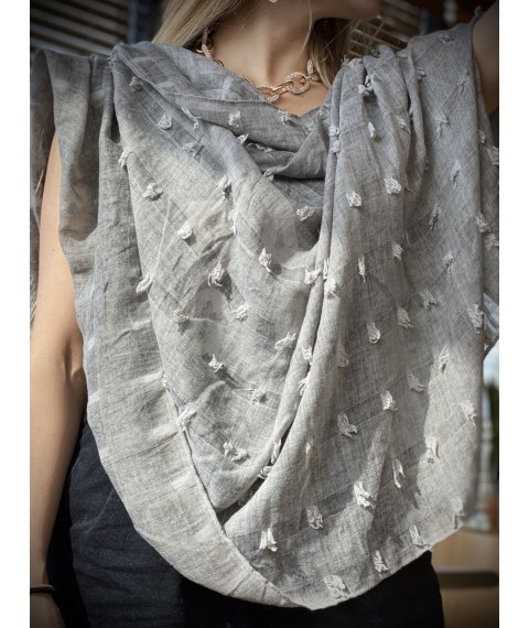 Серый длинный женский шарф из хлопка