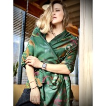 Schal gestohlen für Frauen Demi-Saison natürlich mit Print Abstraktion grün