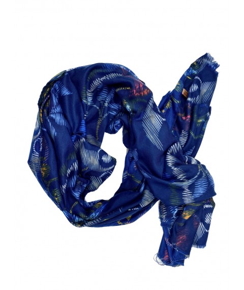 Синий женский шарф принт из хлопка