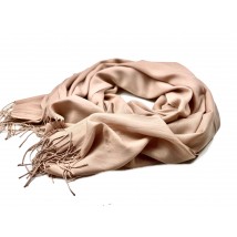 Женский длинный шарф натуральный с бахромой бежевый