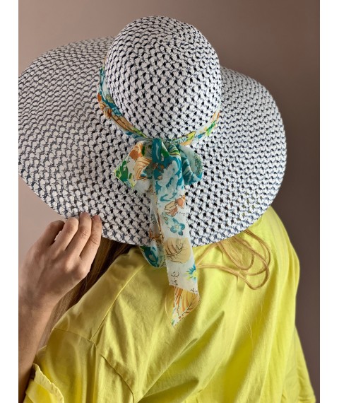 Шляпа женская из рисовой соломы и полиэстера  с широким полем стильная