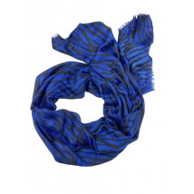 Женский синий шарф из хлопка с принтом зебра