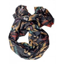 Scarf stole for women demi-season natural with print abstraction black