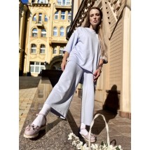 Anzug damen urban sommer baumwolle mit verk?rzter hose gestrickt blau ML
