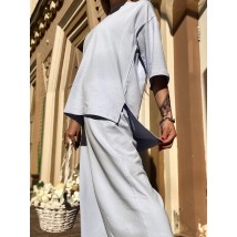 Anzug Damen l?ssig Sommer Baumwolle d?nn mit kurzer Hose gestrickt blau XS-S