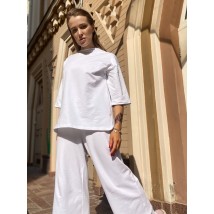 Anzug Damen l?ssig Sommer Baumwolle d?nn mit kurzer Hose gestrickt wei? XS-S