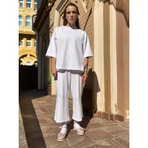 Anzug Damen l?ssig Sommer Baumwolle d?nn mit kurzer Hose gestrickt wei? XS-S