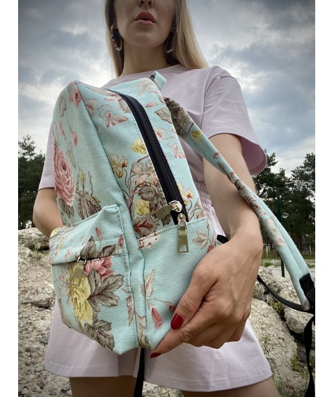 Женский летний рюкзак из ткани  с принтом розы MTKx6