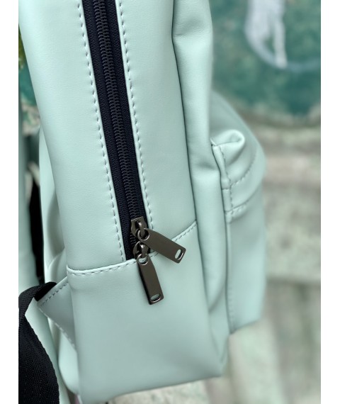 Рюкзак бирюзовый непромокаемый  городской женский среднего размера из эко кожи