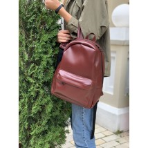 Women's backpack for the city made of eco-leather burgundy