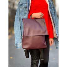Women's casual backpack burgundy in eco-leather