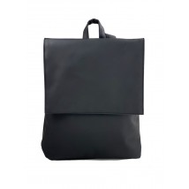 Women's backpack with a valve urban average waterproof made of eco-leather black