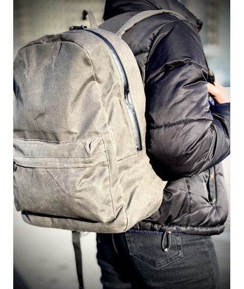 Рюкзак жіночий великий міський спортивний тканинний непромокаємий темно-сірий