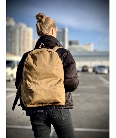 Рюкзак жіночий великий міський спортивний тканинний непромокаємий коричневий